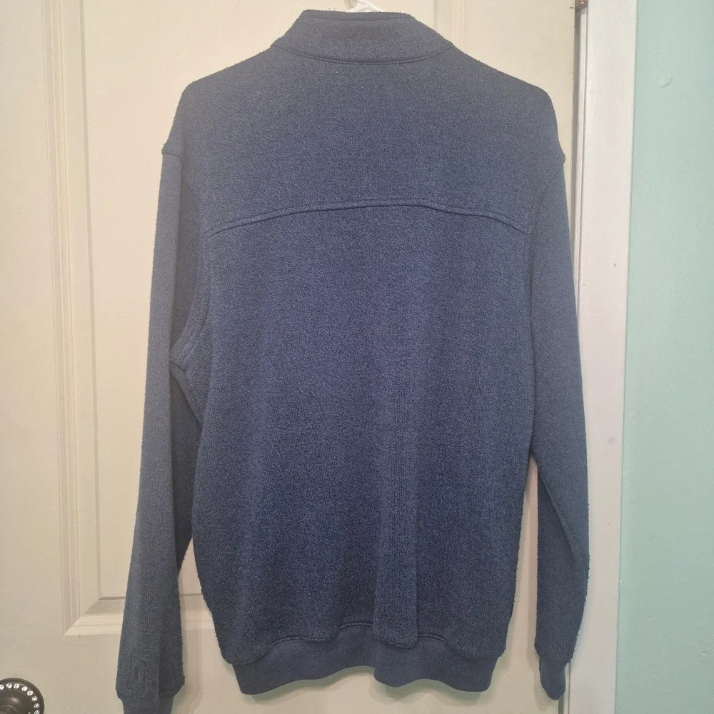 PGA Tour Men's Quarter-Zip Fleece Pullover Sweater Blue Size Medium